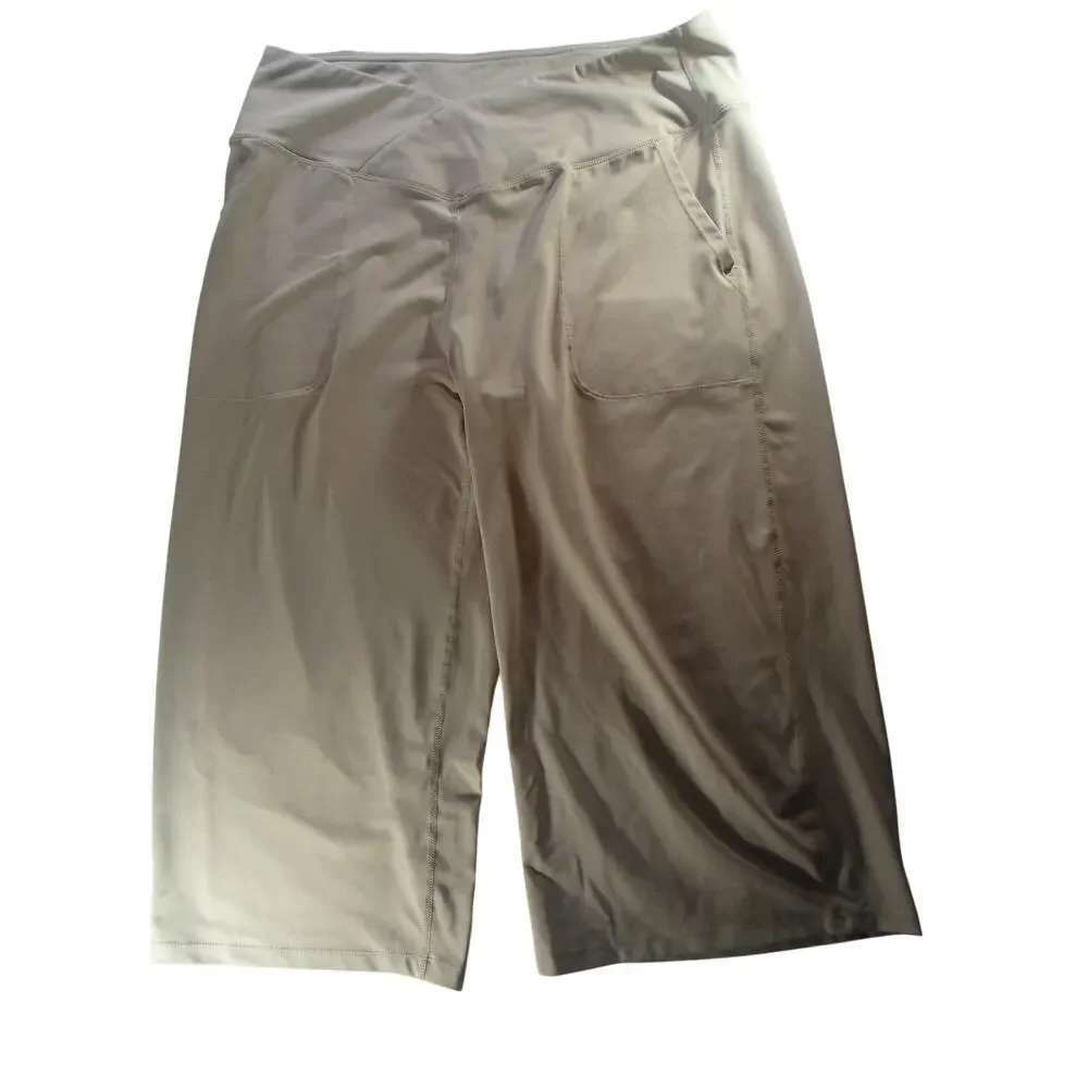 BaLeaf Stretch Capri Woens 2XL Beige Laureate Crossover HighRise WideLeg